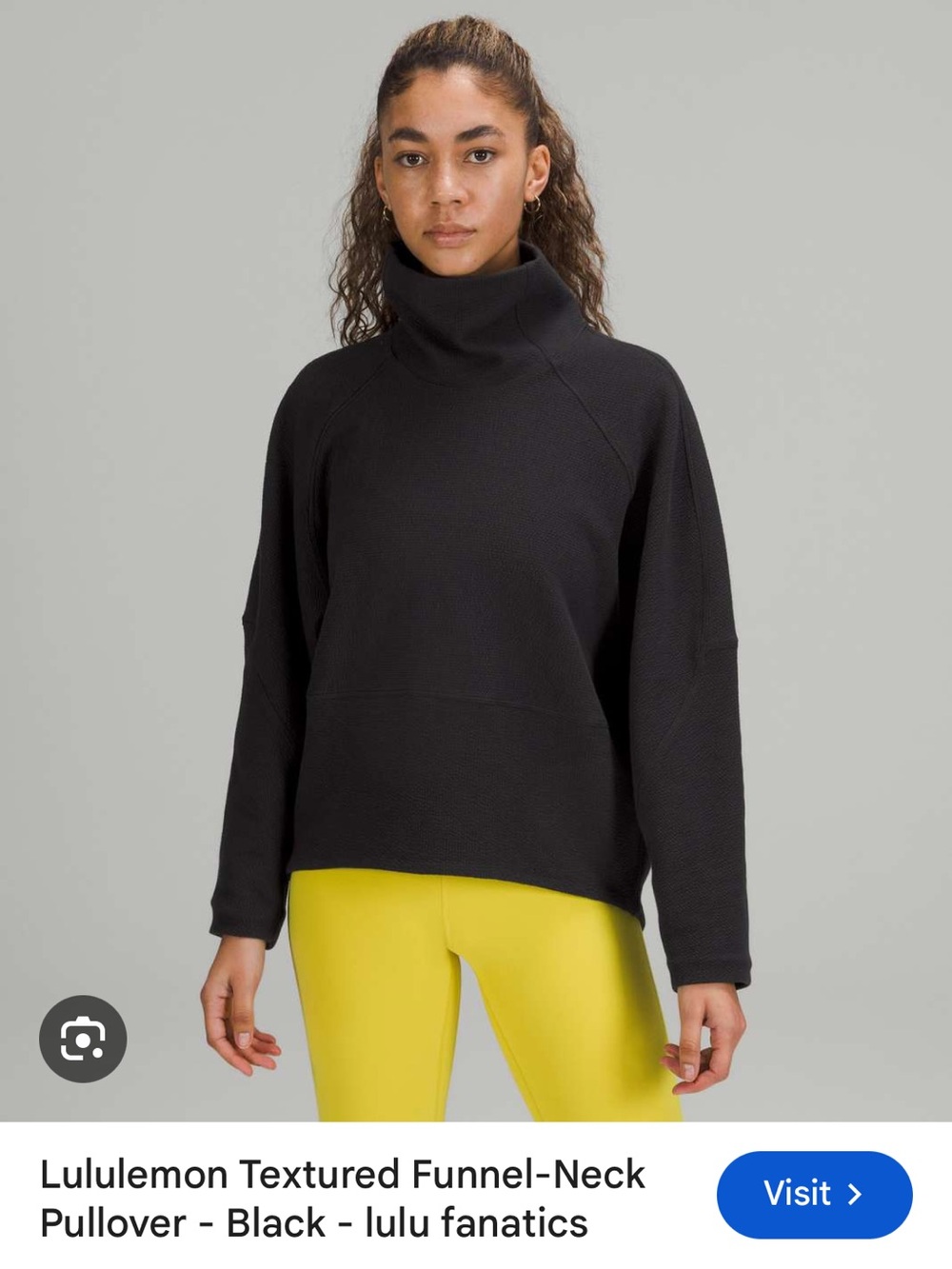 lululemon athletica Black Textured Funnel-Neck Pullover Sweater size 4
